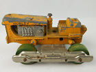 Vintage Hubley Yellow & Green Wooden Wheel Bulldozer Die Cast Farm Machine