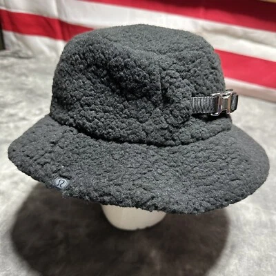 Sombrero cubo de lana texturizado Lululemon hebilla plateada negro S/M Foto 1 de 4