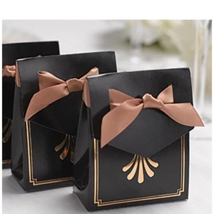 Art Deco Tent Favor Boxes - Black & Gold (25/pkg) *NEW* - Picture 1 of 3