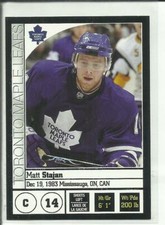 2008-09 Panini Album Stickers #122 Matt Stajan Toronto Maple Leafs