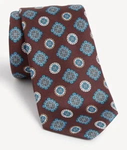 MENS M&S SARTORIAL PURE SILK TIE BROWN MIX RRP £30 - BNWT - Picture 1 of 6