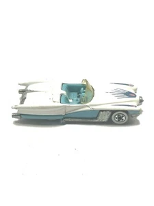 Hot Wheels Mattel 1990 Malaysia Tail Fin Convertible Blue White Mercury Diecast - Picture 1 of 10