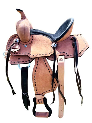 Asiento de gamuza con silla de montar de cuero para niños jóvenes 8" 10" 12" 13" 14" Foto 1 de 3