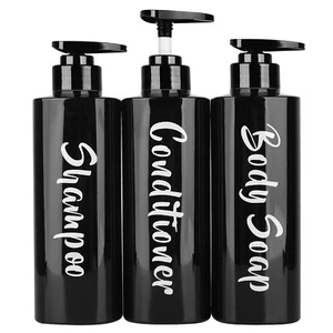 3 X 500ml Shampoo Dispenser Sapone Bottiglia Pompa Bottiglia Vuota Bagno Nero - Foto 1 di 12