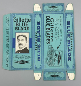 c 1930 Unused GILLETTE RAZOR Blue Blade Advertising Counter STORE DISPLAY Box
