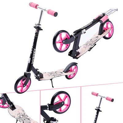 AREBOS Tretroller Kickroller Cityroller Kinderroller Erwachsene Scooter Pink - Bild 1 von 4