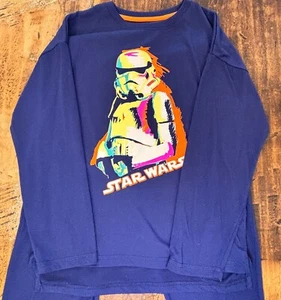 Gap Kids Star Wars Stormtrooper Pajama Size 10 Pants & Long Sleeve Top Navy Neon - Picture 1 of 7