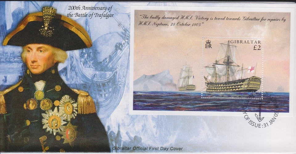GB GIBRALTAR 2005 Battle of Trafalgar/Royal Navy/Series 1 SG MS1124 FDC MILITARY - Image 1 of 1