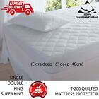 Extra Deep 16 40Cm Quilted Matress Mattress Protector Fitted Bed Cover All Size