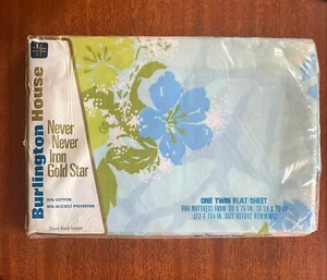 Nuevo ramo de pétalos azules floral de la década de 1970 Deadstock casa doble Burlington - Imagen 1 de 7