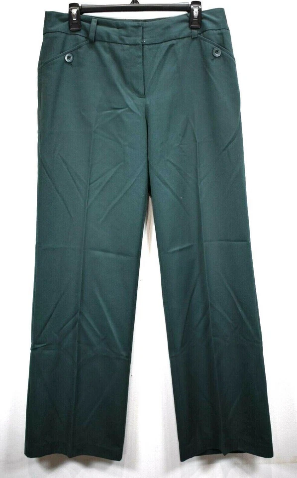 Chadwicks Collection Women Green Sraight Leg Slash Pocket Office Slacks Pants 10 — 第 1/4 张图片