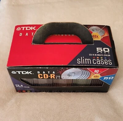 TDK - 50 Pack - Data CD-R 80 Min 700 MB 48X - Multi-Color Slim Cases  - Image 1 of 4
