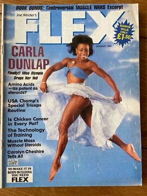 FLEX Bodybuilding Magazine January 1986 Cover Carla Dunlap Miss Olympia 9514* - Image 1 of 2