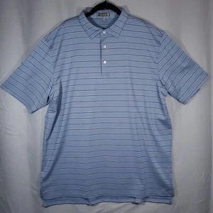 Peter Millar Polo Shirt Mens XL Blue Summer Comfort 3 Button Striped Grape Logo - Picture 1 of 10