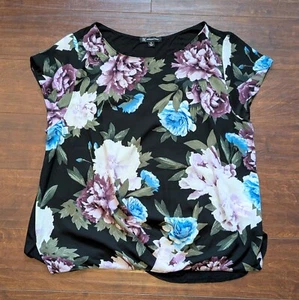 INC International Concepts Damen XL Bluse schwarz lila Blumen Mixed Media - Bild 1 von 11