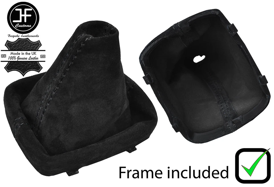 BLACK STITCHING SUEDE MANUAL GEAR BOOT WITH PLASTIC FRAME FOR AUDI A1 2010-2016 Foto 1 de 1