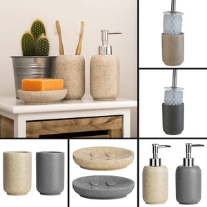 Canyon Bathroom Accessories Set Stone Effect Soap Dispenser Toothbrush Holder - Picture 1 of 16