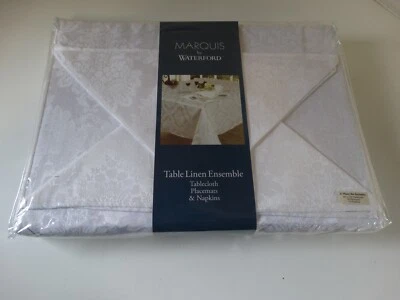 NEW Waterford Marquis white linen 21pc. Tablcloth 60x118 Napkins & Placemats Set - Image 1 of 4