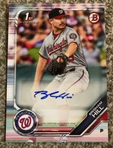 2019 Bowman Prospect Autographs #PABH Brigham Hill RC Washington Nationals Auto - Picture 1 of 2
