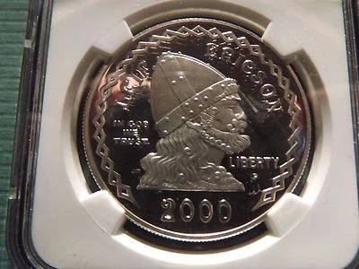 2000-P LEIF ERICSON SILVER $1 COMMEMORATIVE NGC PF 69 ULTRA CAMEO - Image 1 of 3
