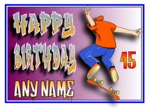 PERSONALISED SKATEBOARDING BIRTHDAY CARD 12TH 13TH 14TH 16TH ETC FREE POST - Picture 1 of 1