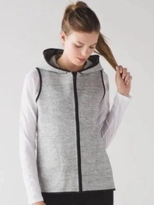Lululemon Reversible Vest Hoodie Full Zip Women's 4 Heather Gray Pockets EUC - Picture 1 of 14