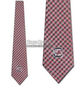 South Carolina Gamecocks Tie Football Gingham Neckties Licensed Mens Neck Ties N - Picture 1 of 3