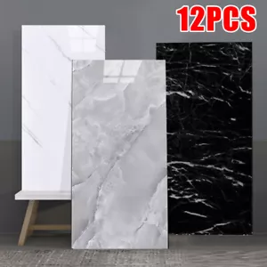 12x Self-Adhesive Marble Tiles Wall Sticker Stick On Kitchen Bathroom Home Decor - Picture 1 of 15