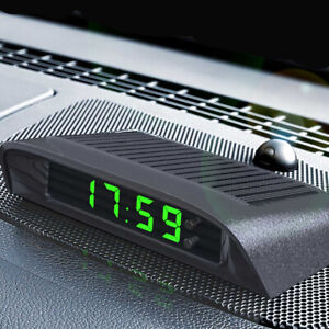 Car Dashboard Desk LED Digital Clock 3-Level Brightness Adjust Solar Charging