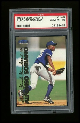 1999 Fleer Tradition Update Alfonso Soriano Rookie RC #U-5 Yankees PSA 10 - Image 1 of 2