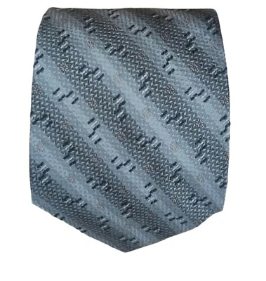 Corbata de seda geométrica a rayas grises CORNELIANI ITALIA 57"/3,7" EC Foto 1 de 4