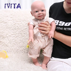 19'' Silicone Reborn Baby Boy Handmade Soft Silicone Doll Kids Xmas Gift - Picture 1 of 11