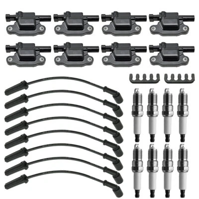 8* Square Ignition Coils & Spark Plugs &Wires For Chevy Silverado 1500 Tahoe GMC - Image 1 of 4