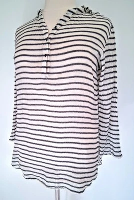 Pullover Beach By Exist Ligero Algodón Gasa Con Capucha Rayas XL Roll Tab Slv Foto 1 de 4