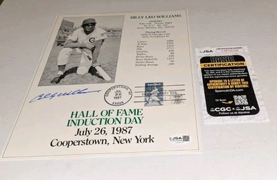 Billy Williams Chicago Cubs Signed 8x10 Photo Card JSA Certified  - Image 1 of 4