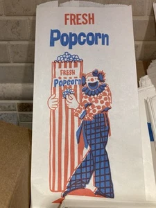 Frisches Popcorn lächelnder Clown Vintage Popcorn Beutel 83 Stück (NOS) - Bild 1 von 6