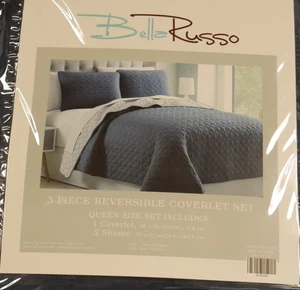 NIP BELLA RUSSO 3 PIEZAS. CUBIERTA REVERSIBLE TALLA QUEEN, UN LADO AZUL DK / AZUL LT - Imagen 1 de 4