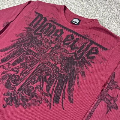 Camiseta De Colección Elite MMA Waffle Térmica Gráfico Grande Cruzado Granate Para Hombre 2XL Foto 1 de 4