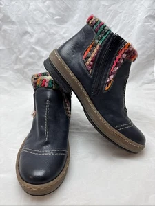 Rieker Felicitas Z6784 Booties Size 40/8.5-9 Navy Faux Leather Colorful Trim - Picture 1 of 12