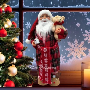 Windy Hill 16" freistehende flauschige Slipper Weihnachtsmann Weihnachtsfigur neu - Bild 1 von 10