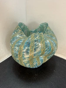Dugan irisierende Frittenglas Vase um 1905 Jugendstil Marine Gold weiß - Bild 1 von 5