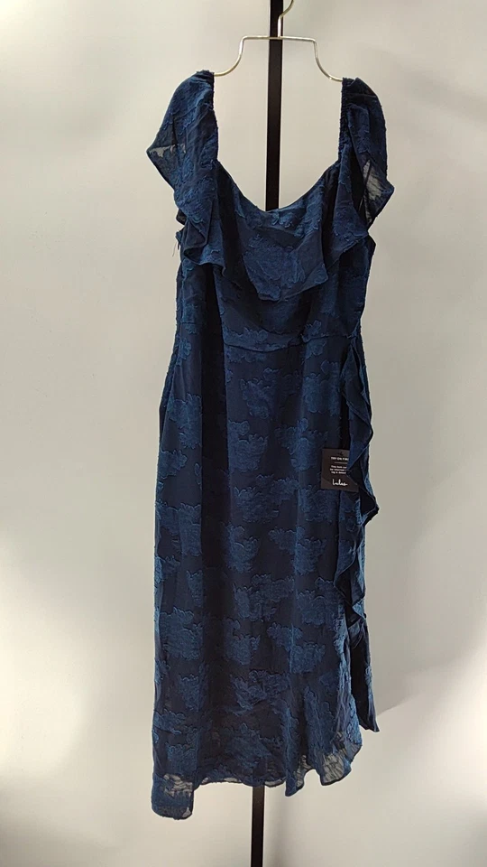 Lulus Women Navy Blue Floral Maxi Dress Basic Sleeved XL - Image 1 of 2