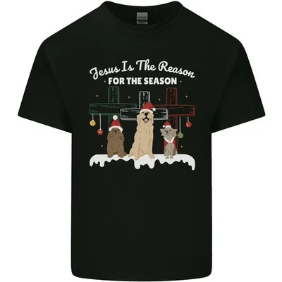 Jesus is the Reason Christmas Dogs Xmas Christian Kids T-Shirt Childrens - Image 1 of 2