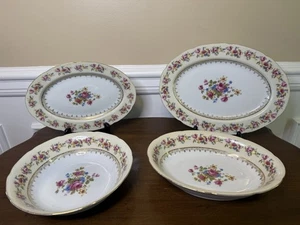 Vintage Gold Castle China Hostess Set 3 Oval Platters And 1 Serving Bowl - Picture 1 of 20