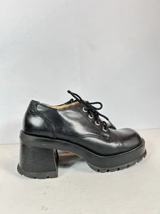 Candies Vtg 90’s Read Black Lace-up Platform Chunky Round Shoe Women’s 8.5 - Picture 1 of 19