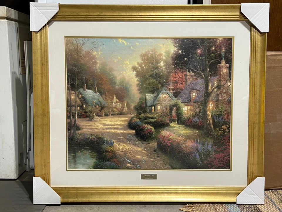 Thomas Kinkade Cobble Stone Lane I Cobblestone Lane 1 marco impresión 35x41 24x30 Foto 1 de 4
