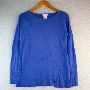 Lily Pulitzer Linen Long Sleeve Crewneck Sweater In Blue Quiet Luxury Size S - Picture 1 of 5