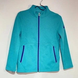 Spyder Knit Jacket Girls Size Large 14-16 Teal Full-Zip Activewear Endure Stryke - Picture 1 of 7