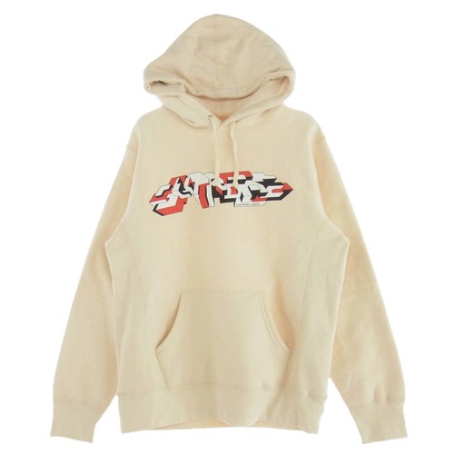 OFF WHITE Felpa con cappuccio Supreme 19AW logo Delta bianco sporco media usata LIFE 0