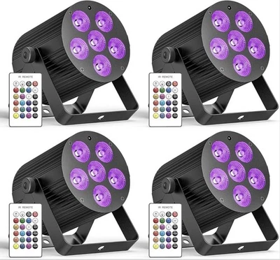 Rechargeable Stage Lights, 60W LED RGBWA+UV Battery Lights with 5500mAh - 4Pcs - Image 1 of 3